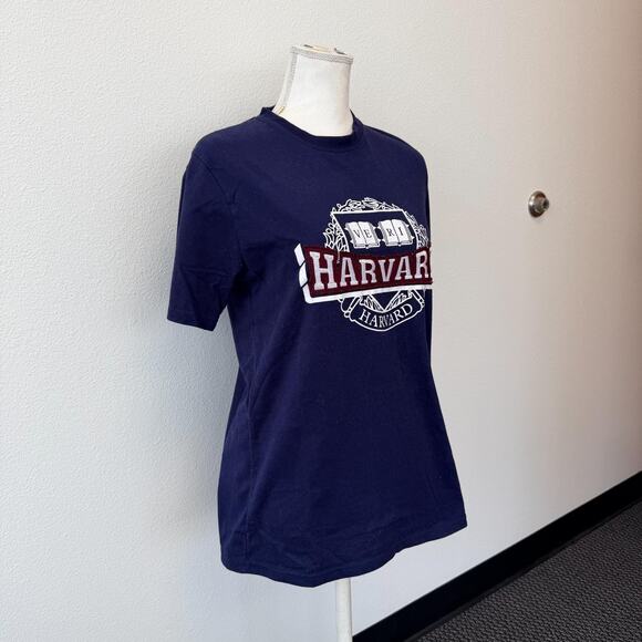 Vintage Harvard T-Shirt Navy Blue Logo Crew Neck Short Sleeve Womens Large - Picture 2 of 12